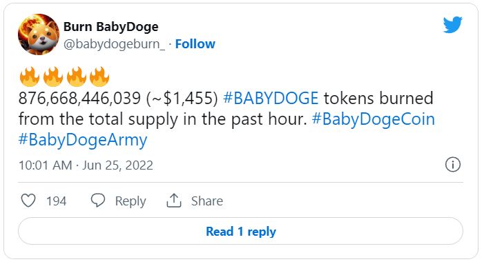 الحساب الرسمي لعملة  BabyDoge