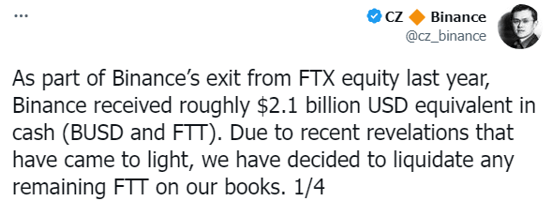 هل يتكرر سيناريو عملة لونا المنهارة مع عملة FTT؟ 6 بينانس تقرر تصفية ما تبقى من عملة FTT الرقمية