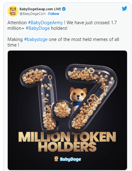 انتصار ورقم قياسي جديد تحققه عملة Babydoge 3 إعلان Babydoge عن وصول عدد حامليها إلى 1.7 مليون مشترك