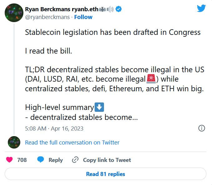 الكونغرس الأمريكي يقترح مشروع قانون لتنظيم العملات المستقرة 3 ryanberckmans
