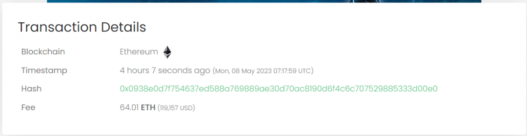 مستخدم يدفع 120 ألف دولار رسوما لشبكة الإيثيريوم بالخطأ 2 opera snimok 2023 05 08 141831 whale alert.io 1080x280 1