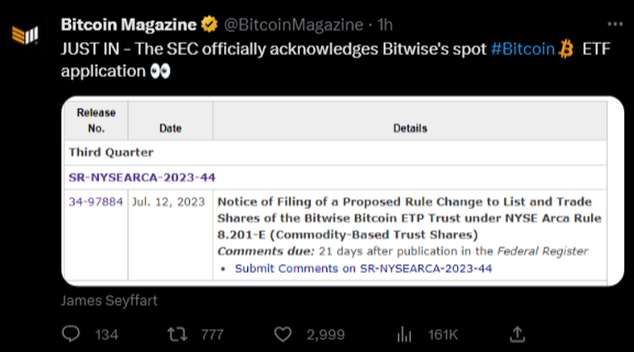 لجنة الأوراق تعلن رسميا تقديم صندوق بيتكوين من قبل شركة Bitwise's 4 لجنة الأوراق المالية تعلن تقديم شركة Bitwise's صندوق بيتكوين
