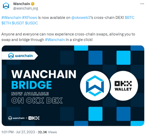 سعر عملة WAN ينفجر بسبب هذه الشراكة المهمة 6 منصة Wanchain تعلن عن شراكتها مع منصة OKX العالمية