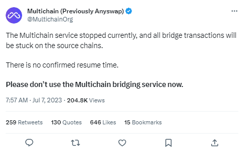 عاصفة تطال برتوكول Multichain وتحذيرات للمستخدمين 4 منصة Multichain