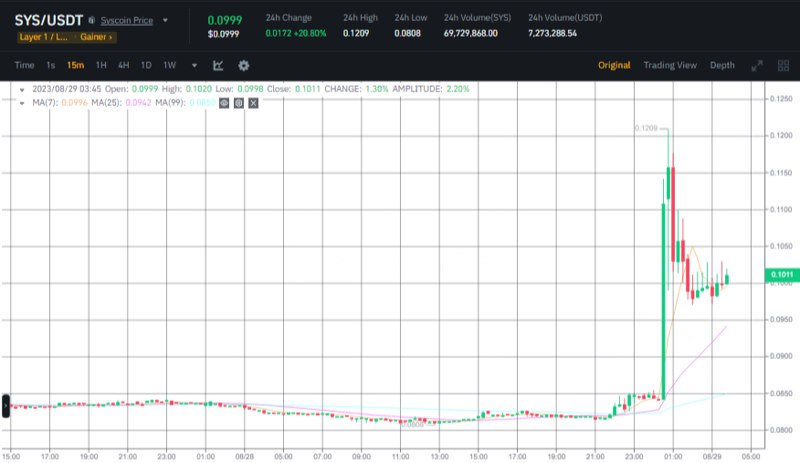 سعر عملة SYS يرتفع بنسبة 50% لهذا السبب 4 صورة سعر عملة SYS وفق منصة بينانس.