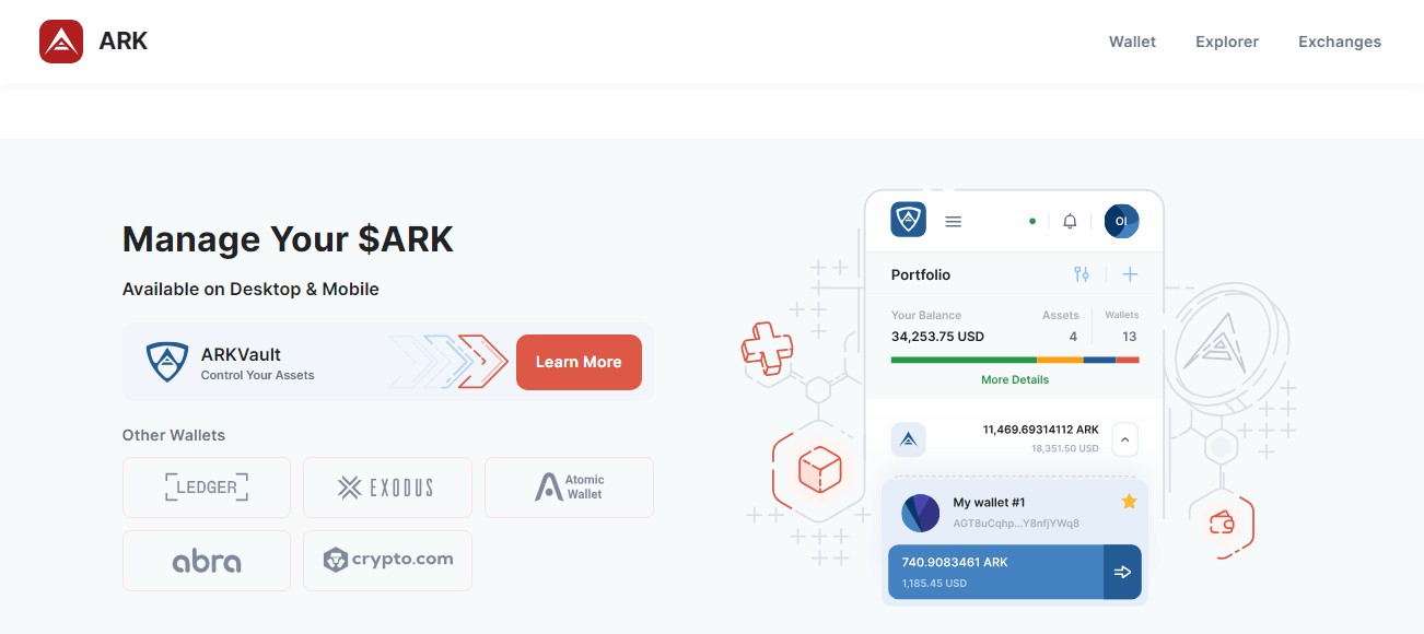 تطبيق ARKVault الخاص بشبكة Ark اللامركزية.