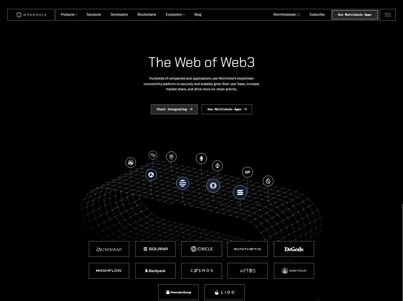 صورة واجهة الموقع الرسمي لمنصة عملة W (Wormhole ) الرقمية