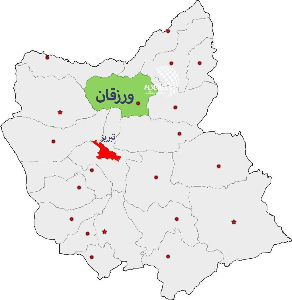 صورة خريطة توضح مكان فقدان مروحية الرئيس الإيراني في مدينة ورزقان بالقرب من تبريز