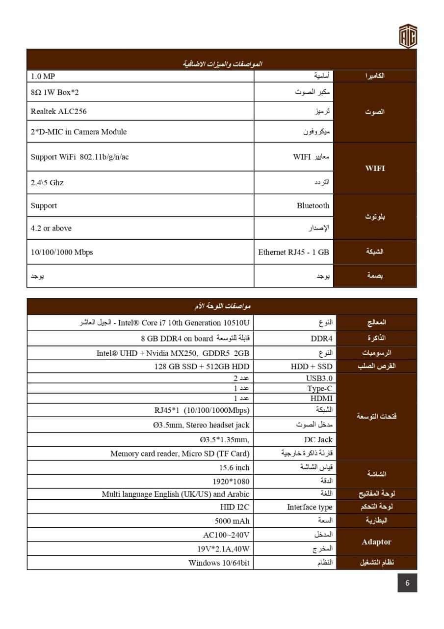 مواصفات أجهزة قرض اللابتوب الطلابي
